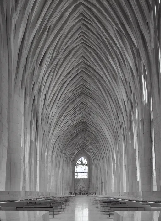 Image similar to white marble interior photograph, carved cathedral, brutalist, shiny, angular, expansive, by louis kahn and moshe safdie