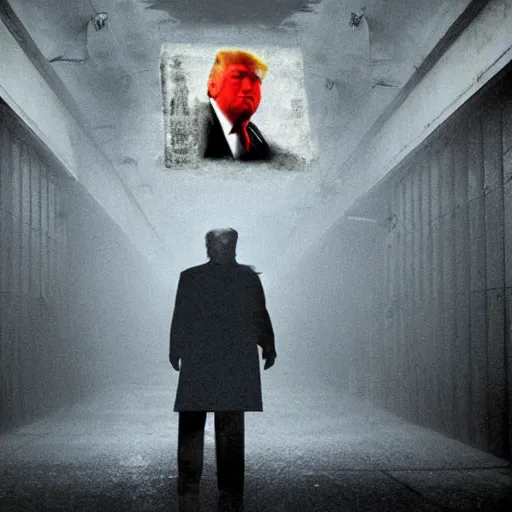 Image similar to A picture of Donald Trump trapped in Silent Hill.