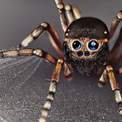 Image similar to macro lens photo of a spider, dynamic lighting, photorealistic, ultra detailed, stunning visuals, blur, studio photo, studio quality lighting, 8 k