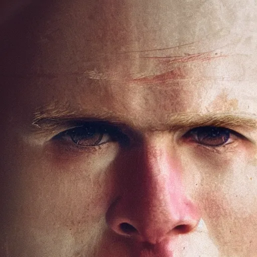 Image similar to realistic expired kodak film portrait of albino tom cruise, hyperrealism, photorealistic, detailed, atmospheric, 8 k, award winning photography, cinematic