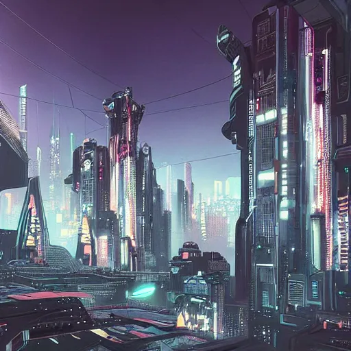 Image similar to a futuristic cyberpunk version of persepolis