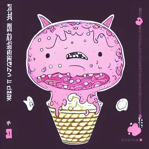 Prompt: cute pink ice cream monster, intricate artwork, uwu anime, digital painting, beautiful