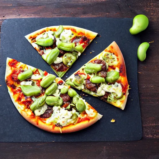 Image similar to a pickle and bean pizza