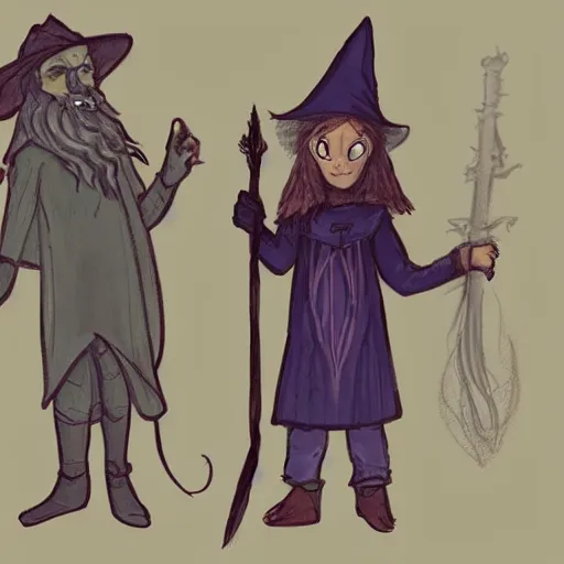 Image similar to a wizard and a witch, concept art