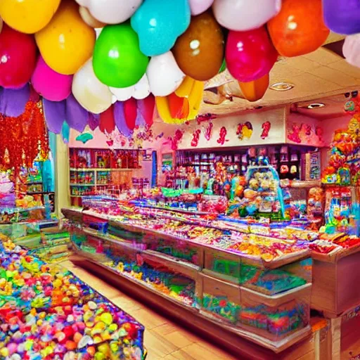 Prompt: a beautiful picture of a candy shop, trending on Artstation ,-n 4