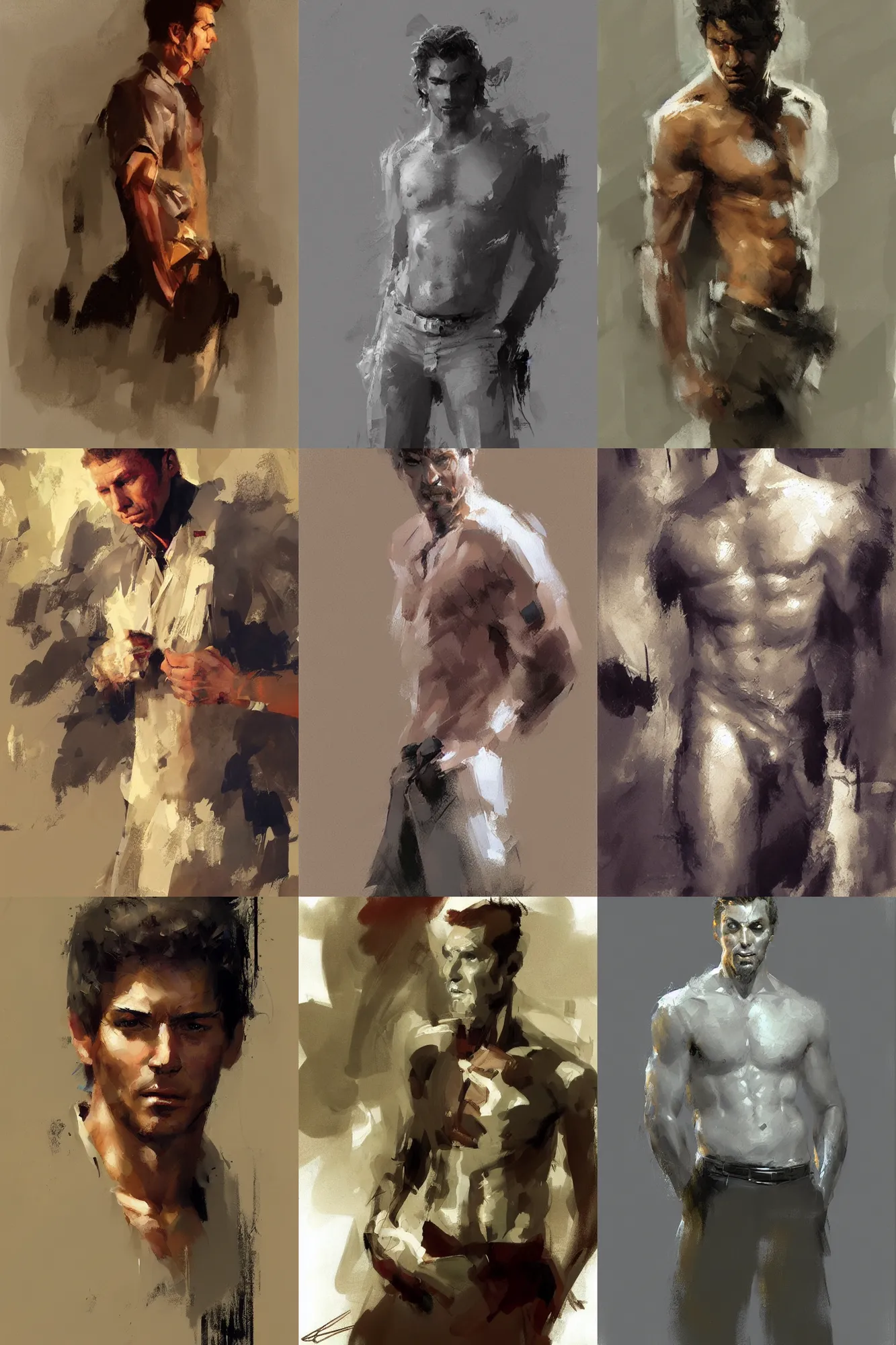 Prompt: attractive male, character design, painting by craig mullins
