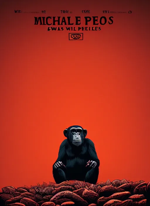 Prompt: Twin Peaks movie poster artwork by Michael Whelan and Tomer Hanuka, Rendering of a chimpanzee, from a scene from Twin Peaks, clean, full of detail, Matte painting, trending on artstation and unreal engine