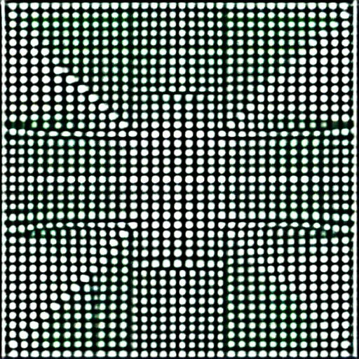 Prompt: a 20 by 20 black and white grid with 16 green circles arranged in a star pattern