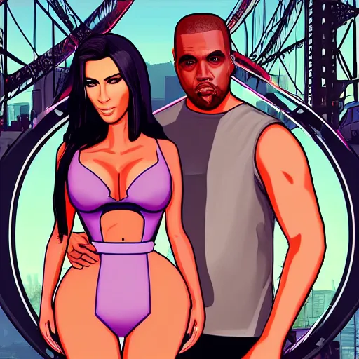 Image similar to videogame cover of gta 6 miami kim kardashian and george floyd accurate eyes