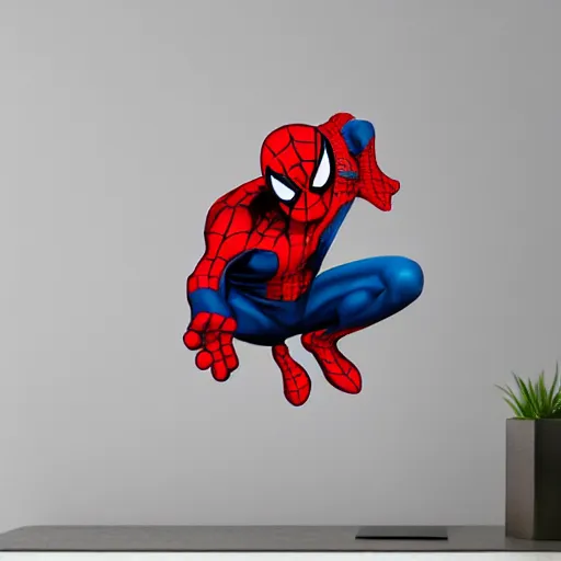Image similar to sticker of a cute spiderman, white border, die cut, head, cute, trending on artstation