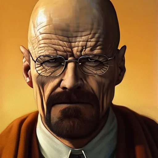 Image similar to the ultimate gigachad, incredibly muscular walter white, walter white with chiseled jawline, trending on /r/moreplatesmoredates, oil on canvas artstation by J. C. Leyendecker and Edmund Blair Leighton and Charlie Bowater octane render