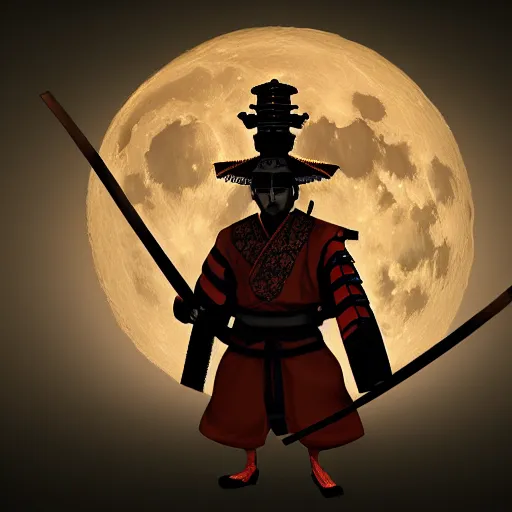 Image similar to samurai full moon ambient light cinematic