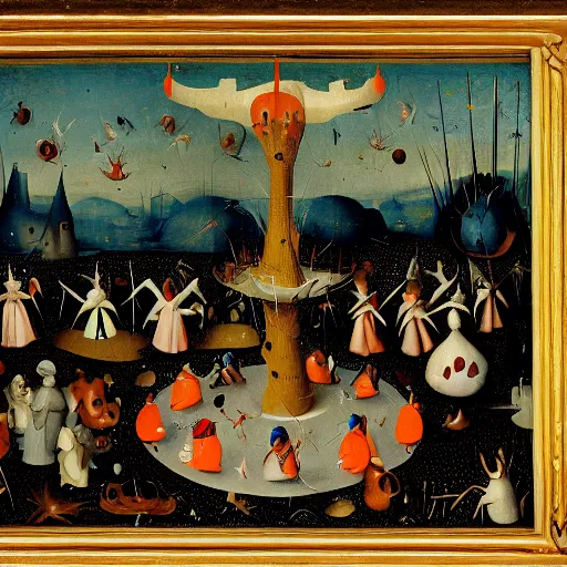 Image similar to donald duck in the garden of earthly delights by hieronymus bosch.