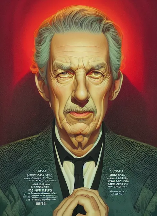 Image similar to poster artwork by Michael Whelan and Tomer Hanuka, Karol Bak of portrait of Walt Disney, from scene from Twin Peaks, clean