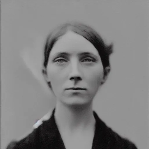 Prompt: beatiful frontal portrait of a woman with 4 eyes, monochrome photograph taken in 1910, grainy, film grain