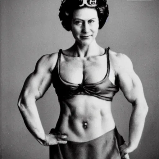 Prompt: muscular queen Elizabeth