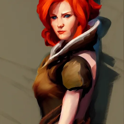 Image similar to greg manchess portrait painting of ginger beautiful princess as dragon age character, medium shot, asymmetrical, profile picture, organic painting, sunny day, matte painting, bold shapes, hard edges, street art, trending on artstation, by nick thornborrow