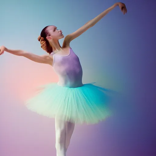 Image similar to ballet photography, motion blur, dreamy, pastel colors