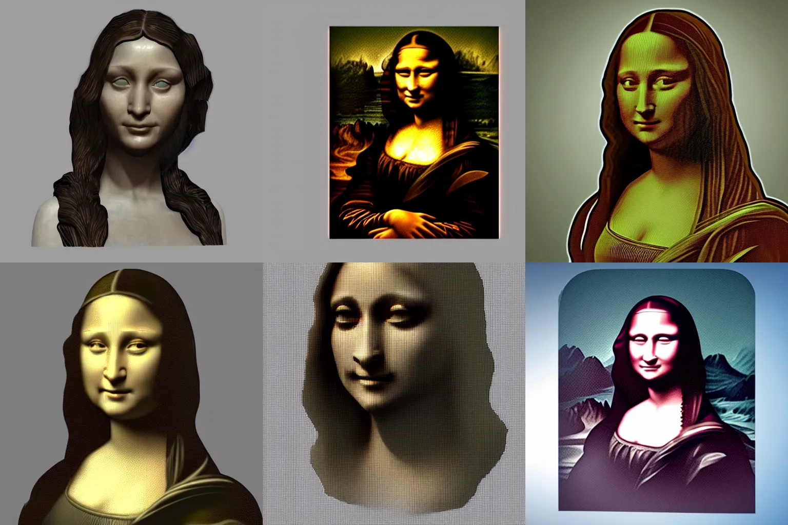 Prompt: 3 d model of a character in a video game, light and shadow effects, art station, atmospheric lighting, looks like ( mona lisa )