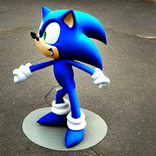 Prompt: a statue of sonic the hedgehog