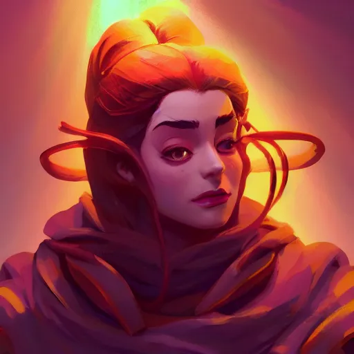 Image similar to profile portrait, maya ali mage, gloomhaven, dynamic lighting, gaudy colors, octane render aesthetic, matte painting concept art, official fanart behance hd artstation by jesper ejsing, by rhads and makoto shinkai and lois van baarle and ilya kuvshinov and rossdraws