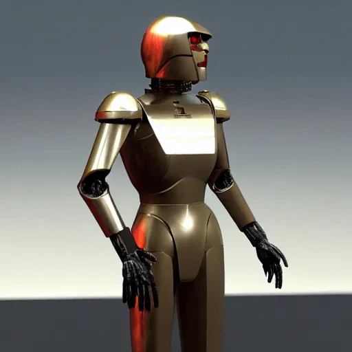 Prompt: An art deco cylon from battlestar galactica, from the 1920's unreal engine