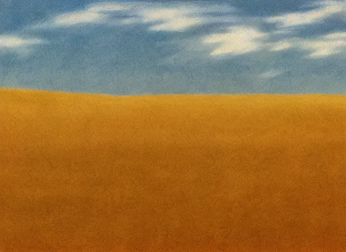 Image similar to painterly minimal endless bland pale bleached sloping wheat farmland by from mulan ( 1 9 9 7 )