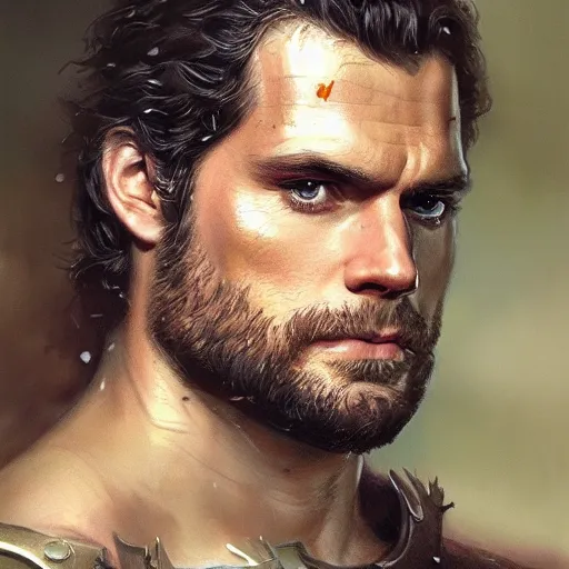 Image similar to henry cavill as a realistic fantasy d & d king, closeup portrait art by donato giancola and greg rutkowski, realistic face, digital art, trending on artstation