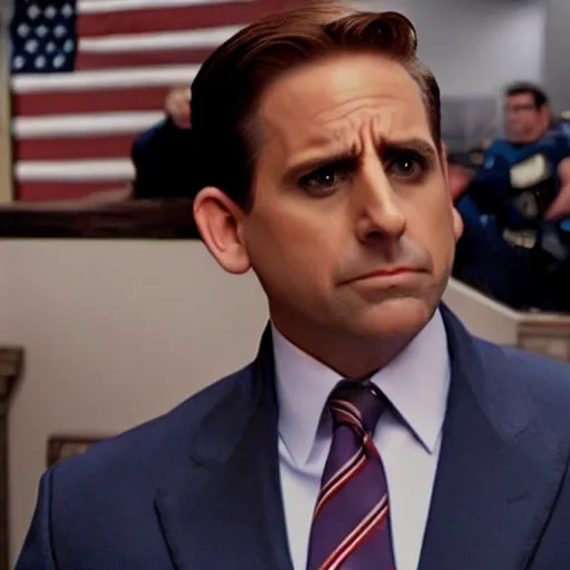 Image similar to michael Scott as capitán américa