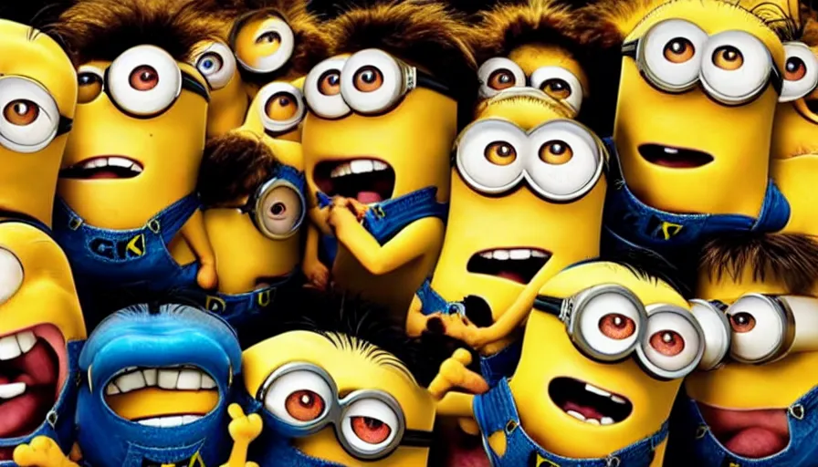 Image similar to fight! club!!!!, fight! club!!!! (((the minions))), movie still, directed by David fincher