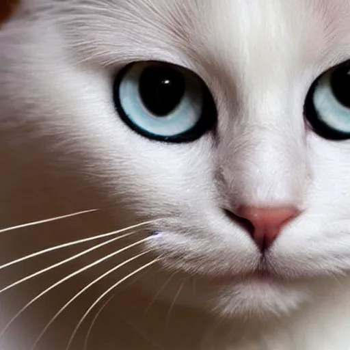Prompt: Cute white cat with yellow eyes