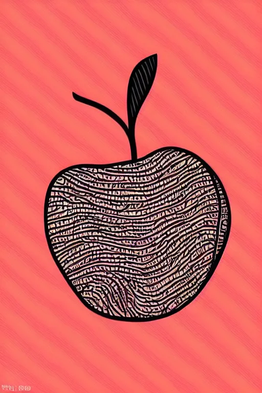 Image similar to minimalist boho style art of an apple, illustration, vector art