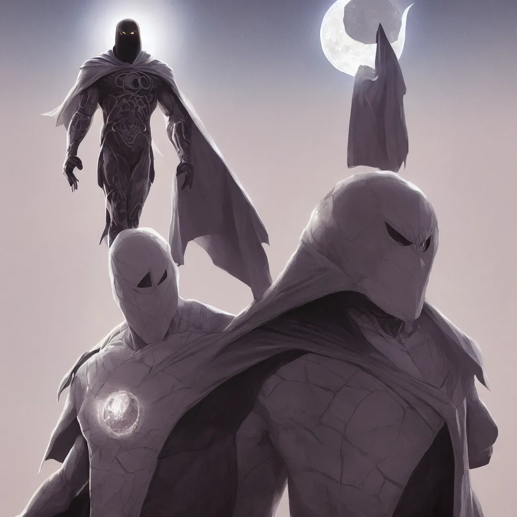 Prompt: symmetry of moon knight mixed with sandman from neil gaiman, rpg reference, art by greg rutkowski, artgerm, trending on artstation, octane render, insanely detailed, 8 k, hd