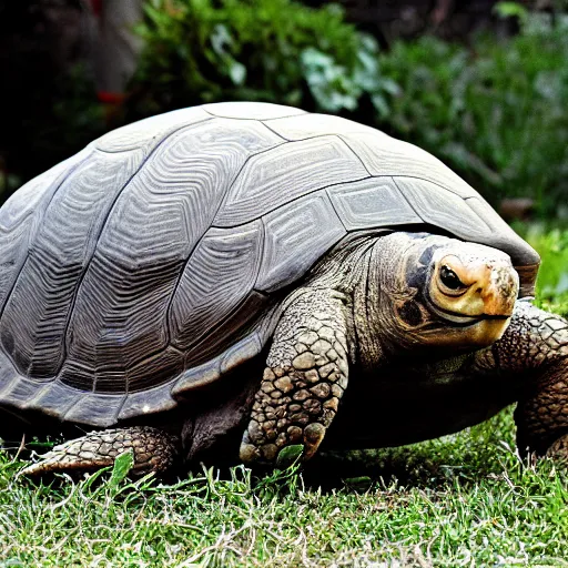 Prompt: behold the tortoise of enormous girth on it's back it holds the earth