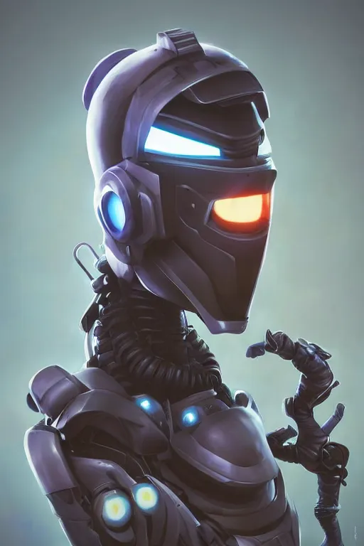 Image similar to epic mask helmet robot ninja portrait stylized as fornite style game design fanart by concept artist gervasio canda, behance hd by jesper ejsing, by rhads, makoto shinkai and lois van baarle, ilya kuvshinov, rossdraws global illumination radiating a glowing aura global illumination ray tracing hdr render in unreal engine 5