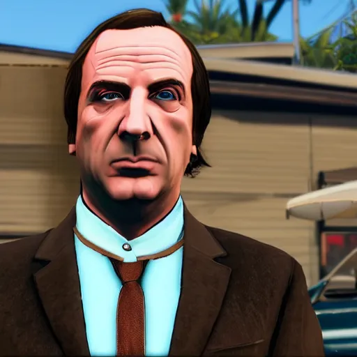 Prompt: saul goodman as a grand theft auto 5 character