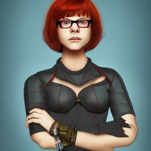 Image similar to cyberpunk velma dinkley, high quality, masterpiece, digital art 8 k