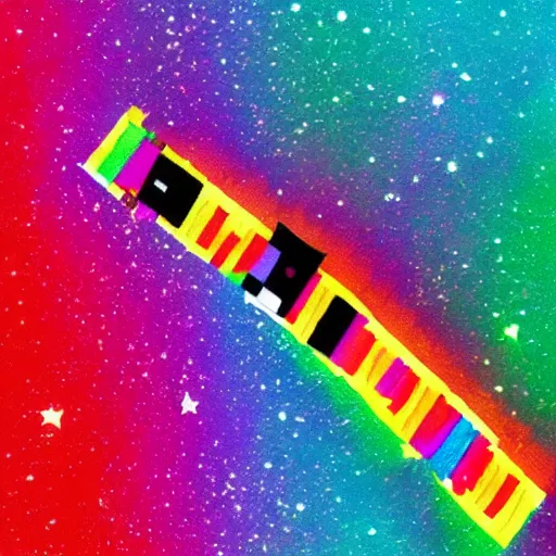 Prompt: nyancat, lifelike photography, vivid colors, space, rainbow