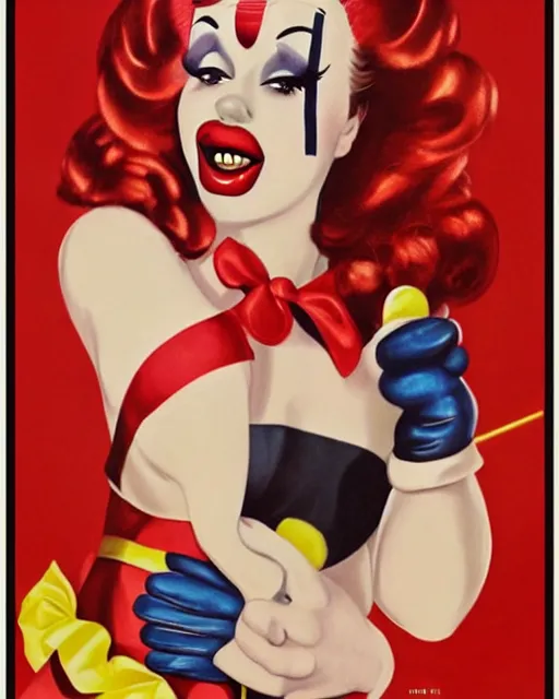 Prompt: a pin - up poster of a clown