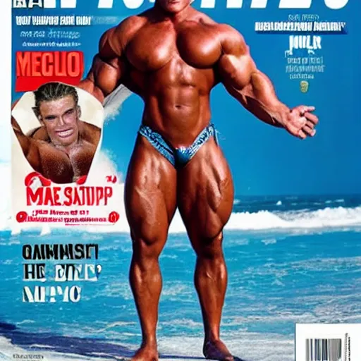 Prompt: super hot front page of tabloid ripped humongous hunk of an absolute unit of a muscular mr america mr universe winning big biceps muscle definition flexing giant muscles human male, n -6