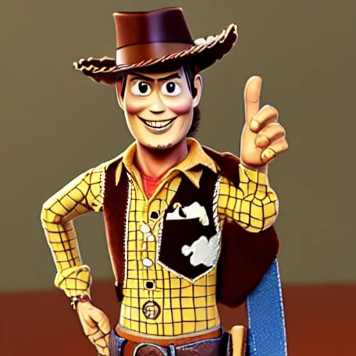 Image similar to johnny depp as woody from toy story