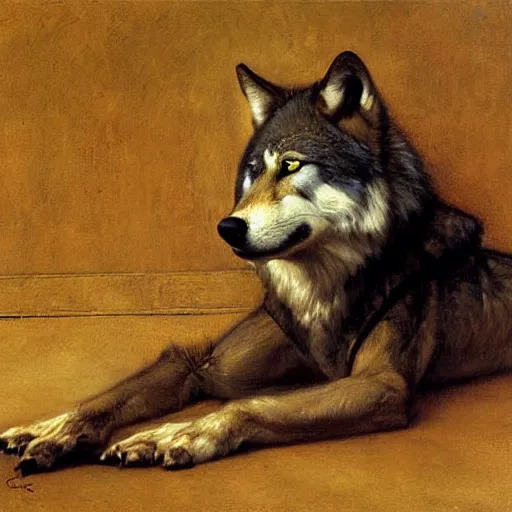 Prompt: a portrait of a wolf o'donnell, hairy, feet, tail. highly detailed painting by gaston bussiere, craig mullins, j. c. leyendecker, furry