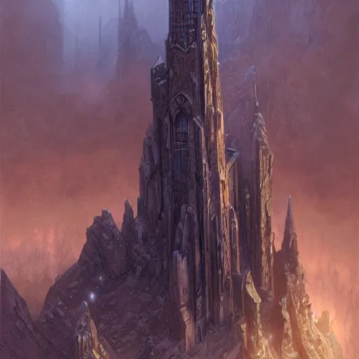 Image similar to Elegant stone wizards tower, wide angle, cinematic, art by Donato Giancola and Bayard Wu, digital art, trending on artstation