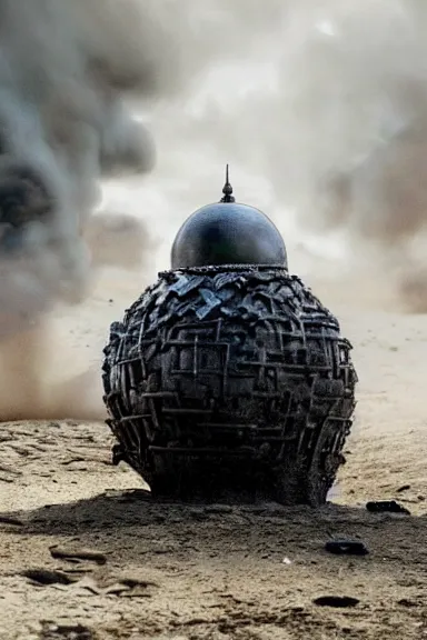 Prompt: very very intricate photorealistic photo of a bomb - omb in an episode of game of thrones, photo is in focus with detailed atmospheric lighting, award - winning details