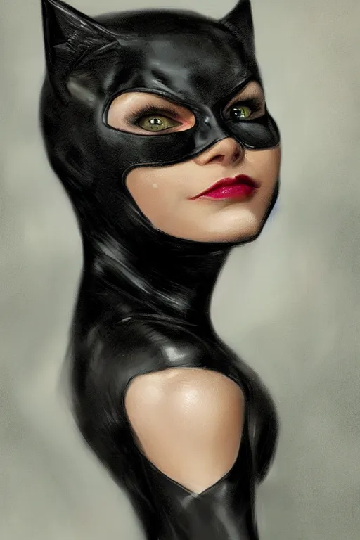 Image similar to beautiful aesthetic portrait of Catwoman from Batman returns by wlop and Julia Razumova, headshot, deviantArt, trending on artstation, artstation HQ