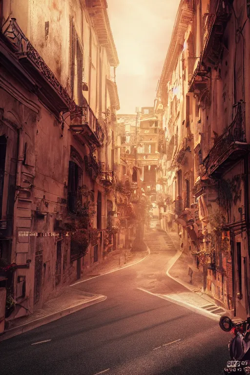 Image similar to ! dream the most italian picture, wide angle, redscale photography, dramatic lighting, photorealistic, cinematic lighting, high detail, cinematic feel, high octane, 4 k, unreal engine, digital render, intricate, ultra realistic