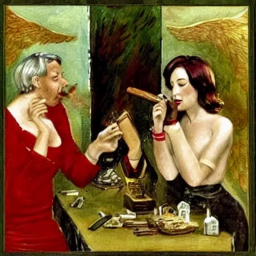 Image similar to angels smoking cigar