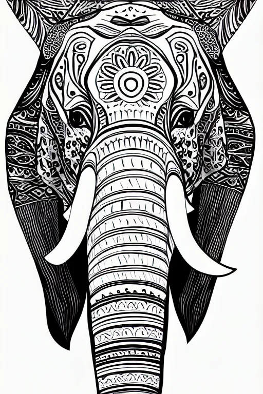 Image similar to minimalist boho style art of an elephant, illustration, vector art