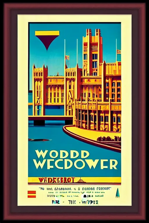 Image similar to art deco travel poster. windsor ontario, framed poster