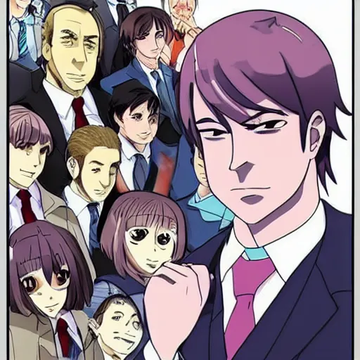 Prompt: saul goodman in an anime world